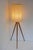Large Scandinavian Teak Tripod Floor Lamp with Drawn Thread Embroidery Shade For Sale - Image 13 of 13
