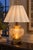 French Provincial Vintage Etched Amber Glass Rose Urn Lamp With Illuminated Base and Pleated Shade For Sale - Image 3 of 10