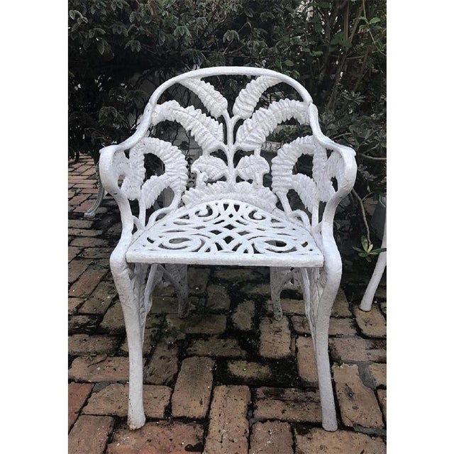 White Hollywood Regency Wrought Iron Patio Furniture Set ...