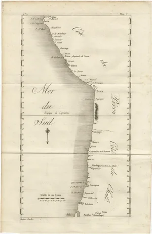 Antique Map of the Coast of Peru and Chile, 1760s