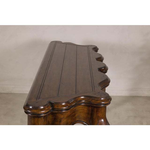 Brown Late 20th Century Marge Carson Walnut Serpentine Console Table with Cabriole Legs For Sale - Image 8 of 18