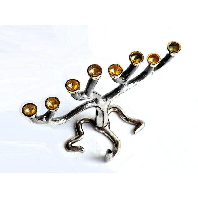 Metal 1980s "Tree of Life" Menorah by Sandra Kravitz for Rosenthal For Sale - Image 7 of 11