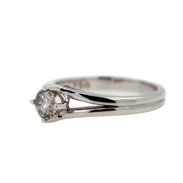 18K White Gold 0.50 Carat Diamond Solitaire Silvery Grey Hue with Great Brilliance and Beautiful Sparkle Ring Size 6.5