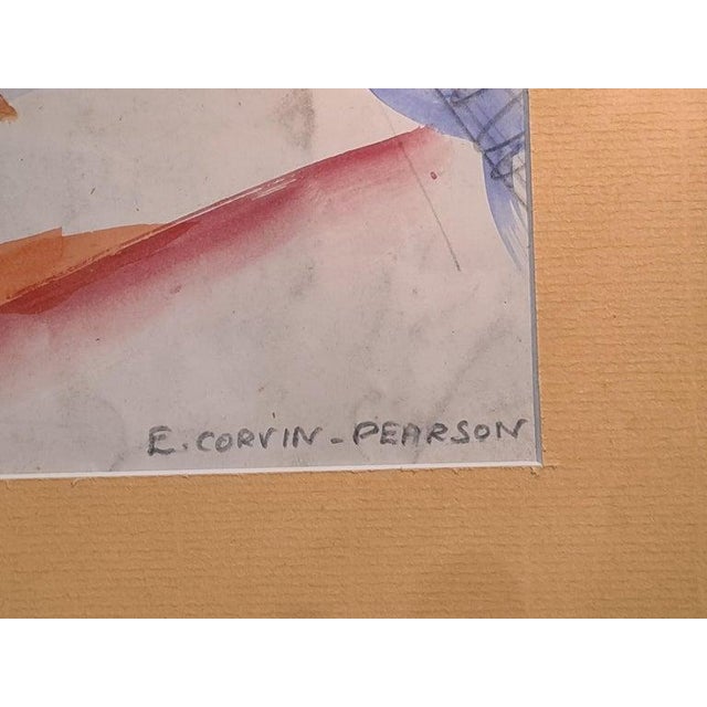 French Early 20th Century Cubist, Art Deco, View of a Factory in a Landscape, l'Usine Painting by E Corvin-Pearson For Sale - Image 3 of 8