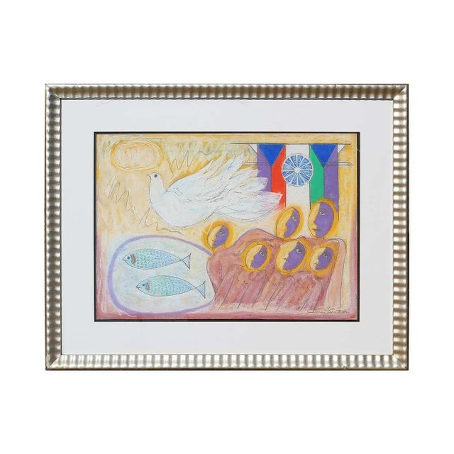 "Feeding the Multitude" Contemporary Abstract Figurative Symbolist Drawing, Framed For Sale - Image 13 of 13