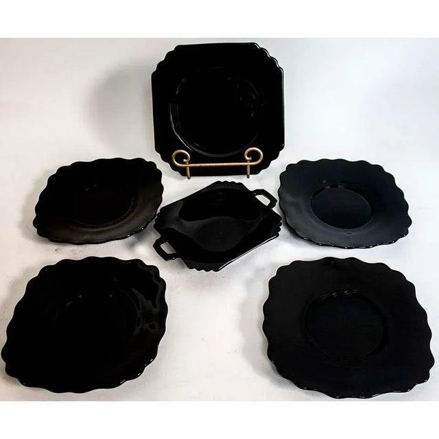 1960s Mid-Century Modern Black Depression Glass Dessert Set - 6 Pieces For Sale - Image 4 of 4