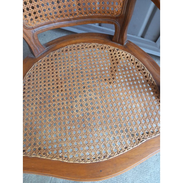 Tan Vintage Baroque Style Armchair in Hand-Woven Vienna Straw, 1950s For Sale - Image 8 of 9