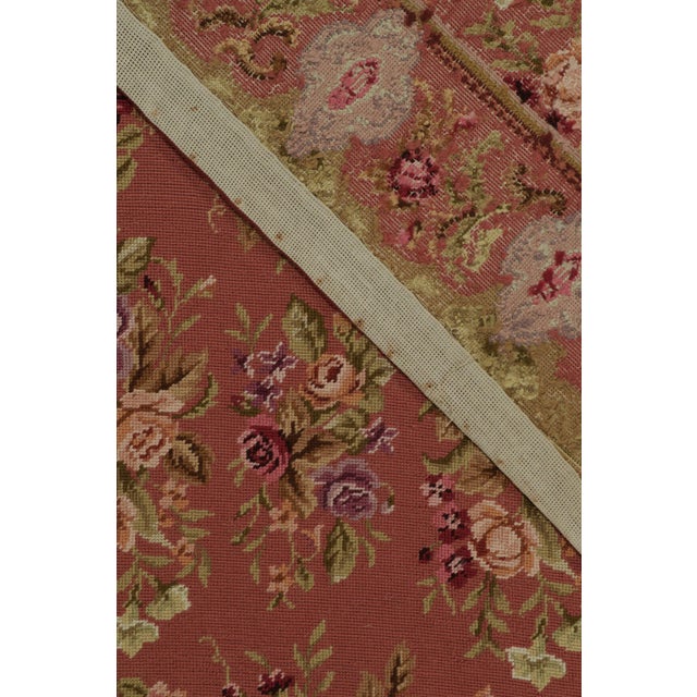 Red 1980s Vintage Needlepoint Rug in Red With Floral Patterns - by Rug & Kilim For Sale - Image 8 of 8