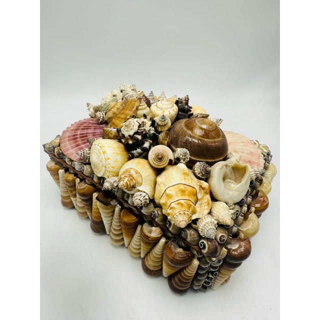 1970s Vintage Hand Crafted Shell Box For Sale - Image 5 of 7