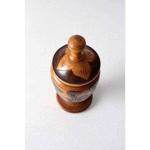 Wood Vintage Carved Wooden Jar For Sale - Image 7 of 8