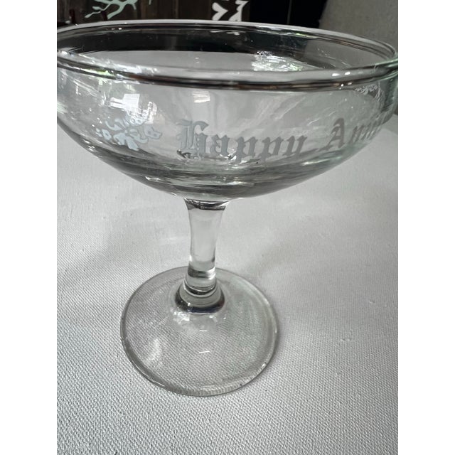 1970s Glass Anniversary Champagne Glasses - a Pair For Sale - Image 4 of 6