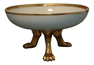 Early 19th Century Meissen Porcelain White & Gold Animal Paw Footed Dish