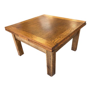 1930s Vintage Oak Extendable Coffee Table For Sale