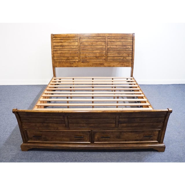 Farmhouse Coaster Furniture Elk Grove Collection Rustic Farmhouse King Size Bed W. Storage Drawers - Vintage Bourbon Finish 203891 For Sale - Image 3 of 14