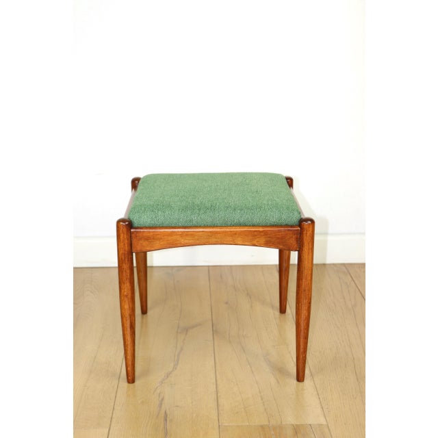 Wood Stool with Green Seat from Edmund Homa, 1970s For Sale - Image 7 of 7