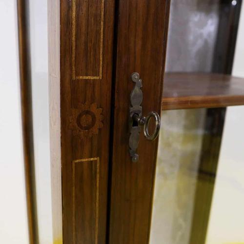 Wooden Display Cabinet with Glass Inserts and Inlays