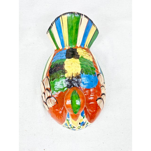 Ceramic Vintage Mexican Folk Art Terracotta Bird Figural Lid - Replacement/Display Piece For Sale - Image 7 of 9