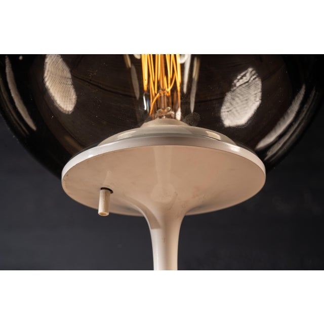 Mid 20th Century MCM Stemlite Tulip Base Table Lamp With Smoked Glass Globe by Design Line Inc. For Sale - Image 5 of 8