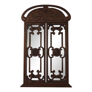 Mid 20th Century Carved Wooden Console Mirror With Doors For Sale