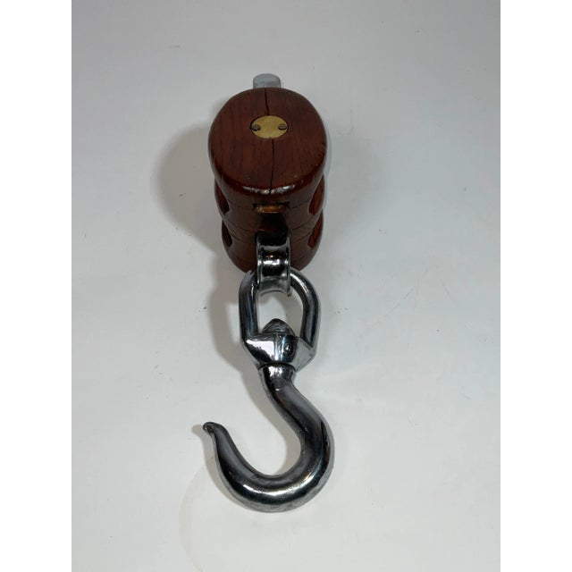 Brass Sturdy Double Sheave Pulley with Steel Swivel Hook For Sale - Image 8 of 9