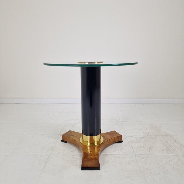 Striking postmodern side table produced in Germany in the 1980s, combining architectural form with refined, luxurious...