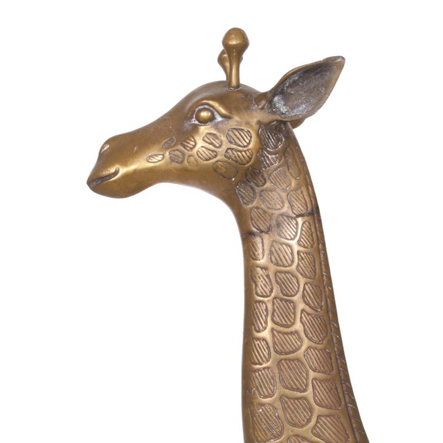Brass Hollywood Regency Large Brass Giraffes - a Pair For Sale - Image 8 of 13