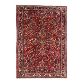 Vintage Persian Sarouk Rug - 03'05 X 04'10 For Sale