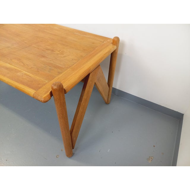 Large Vintage Brutalist Table in Oak, 1960s For Sale - Image 10 of 18