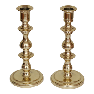 Traditional Baldwin Brass Candlestick Holders, a Pair