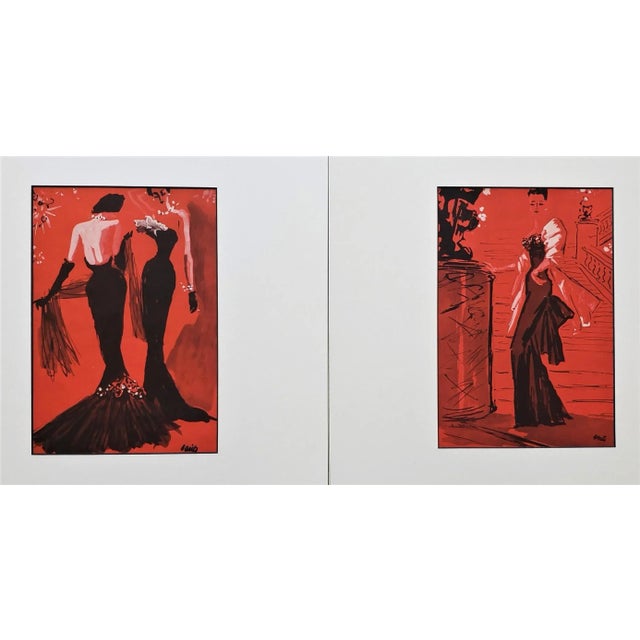 Red 1948 French Fashion Prints-Benito,set of 2, Matted For Sale - Image 8 of 8