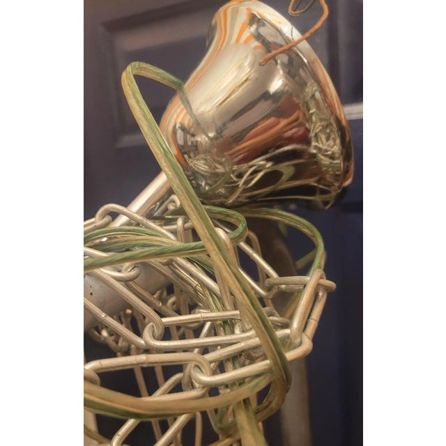 Glass Massive Italian Murano 12 Light Mercury Glass Curved Pipe Chandelier Light Fixture For Sale - Image 7 of 14