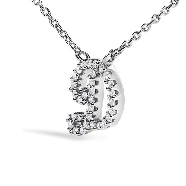 Contemporary 10K White Gold Diamond Accent "D" Initial Script Style Pendant Necklace For Sale - Image 3 of 5