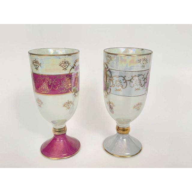 1950s Vintage Royal Vienna Demitasse Cups – Set of 2 - Iridescent Lusterware With Gold Trim - a Pair For Sale - Image 5 of 7