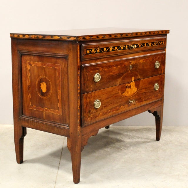 18th Century Italian Louis XVI Chest of Drawers in Walnut For Sale - Image 3 of 16