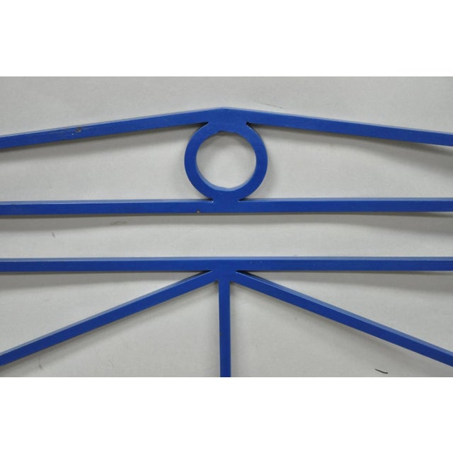 Neoclassical Vintage Italian Neoclassical Wrought Iron & Brass X-Frame King Sz Bed Headboard For Sale - Image 3 of 14