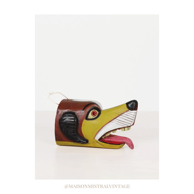 Mid 20th Century Mexican Folk Art Carved Wood Dog Mask For Sale - Image 13 of 13