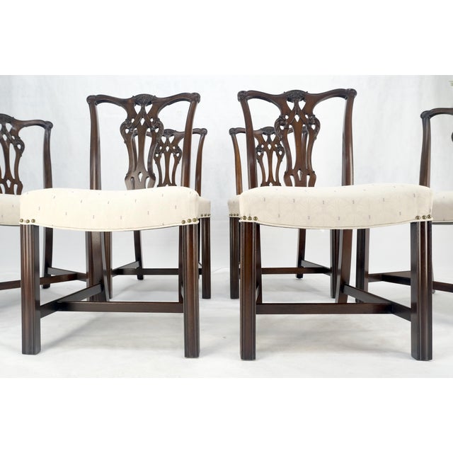 Chippendale Set of 6 c1940s Mahogany Fine Carved Chippendale Style Chairs Clean! For Sale - Image 3 of 13