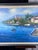 Wood Large Mid-Century Style Mediterranean Coastal Village Framed Oil Painting - Signed "Linda" For Sale - Image 7 of 9