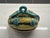 1960s Vintage Italian Majolica Melon Tureen With Lid Hand Painted Ceramic Serving Bowl with Turquoise Vine & Leaf Detail For Sale - Image 5 of 8