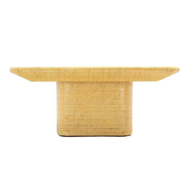 Brown Mid-Century Modern Square Cloth Covered Coffee Table For Sale - Image 8 of 8