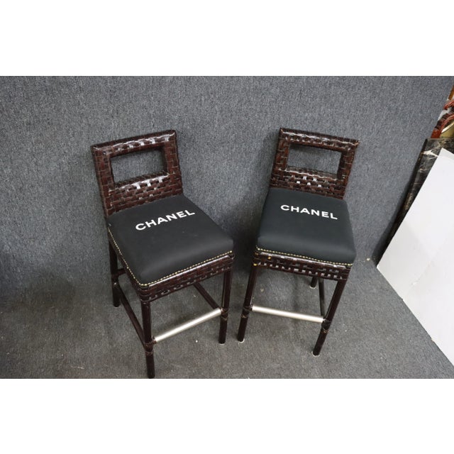 Mid 20th Century McGuire Modern Design Bamboo & Leather Barstools - a Pair For Sale - Image 5 of 11