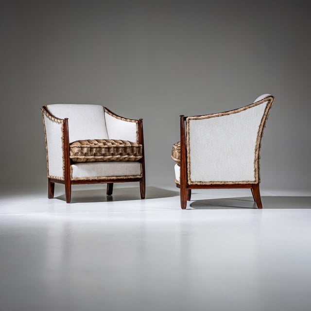 Brown Pair of Art Deco Armchairs, France, circa 1920 For Sale - Image 8 of 11