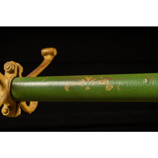 Mid-20th Century Schoolhouse Coat Rack in Green and Yellow For Sale - Image 4 of 7
