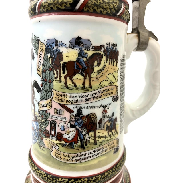 Commemorative Early 20th-Century German Reservist Stein in Porcelain and Pewter For Sale - Image 10 of 18