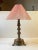 Danish Bronze Lion Paw Table Lamp with Pink Shade, 1930s For Sale - Image 9 of 9