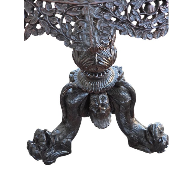19th Century 19th Century Heavily Carved Rosewood Side Table/Center Table; Made in Burma. For Sale - Image 5 of 18
