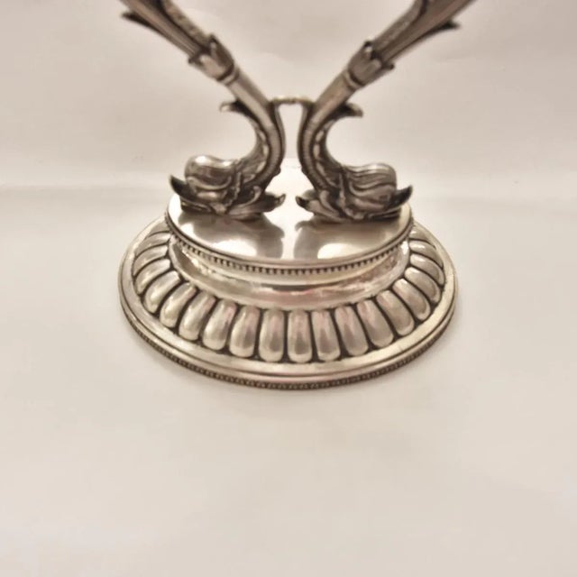 A pair of 19th century silver candle holders, made in Italy. Numbered