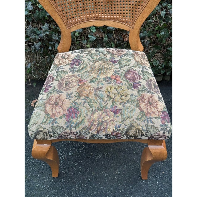 Brown White Wood Furniture Cane Back Farmhouse Chairs - Set of 4 For Sale - Image 8 of 12