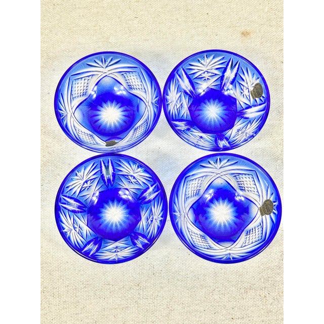 Stunning vintage lead crystal salt cellars. Never used. Set of four. Made in France by Cristal D’Arques. Cut to clear with...