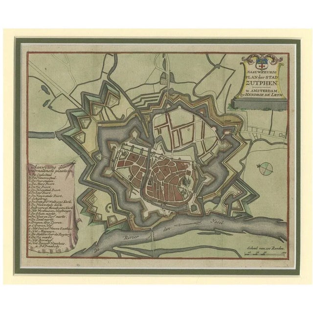 Detailed Plan of the City of Zutphen by Hendrik de Leth, 1740s For Sale - Image 6 of 6